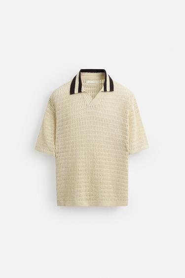POLO STRUCTURE OUVERTE - Écru de Zara - Image 6
