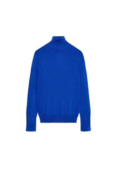 SUÉTER BÁSICO DE TRICÔ LISO - Azul / Índigo da Zara