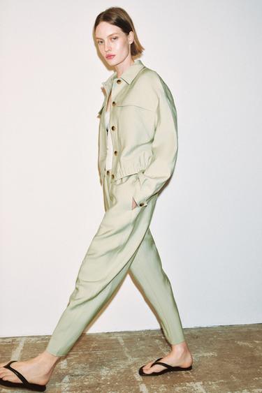 VESTE COURTE À POCHES ET RABAT - Vert d'eau de Zara - Image 4