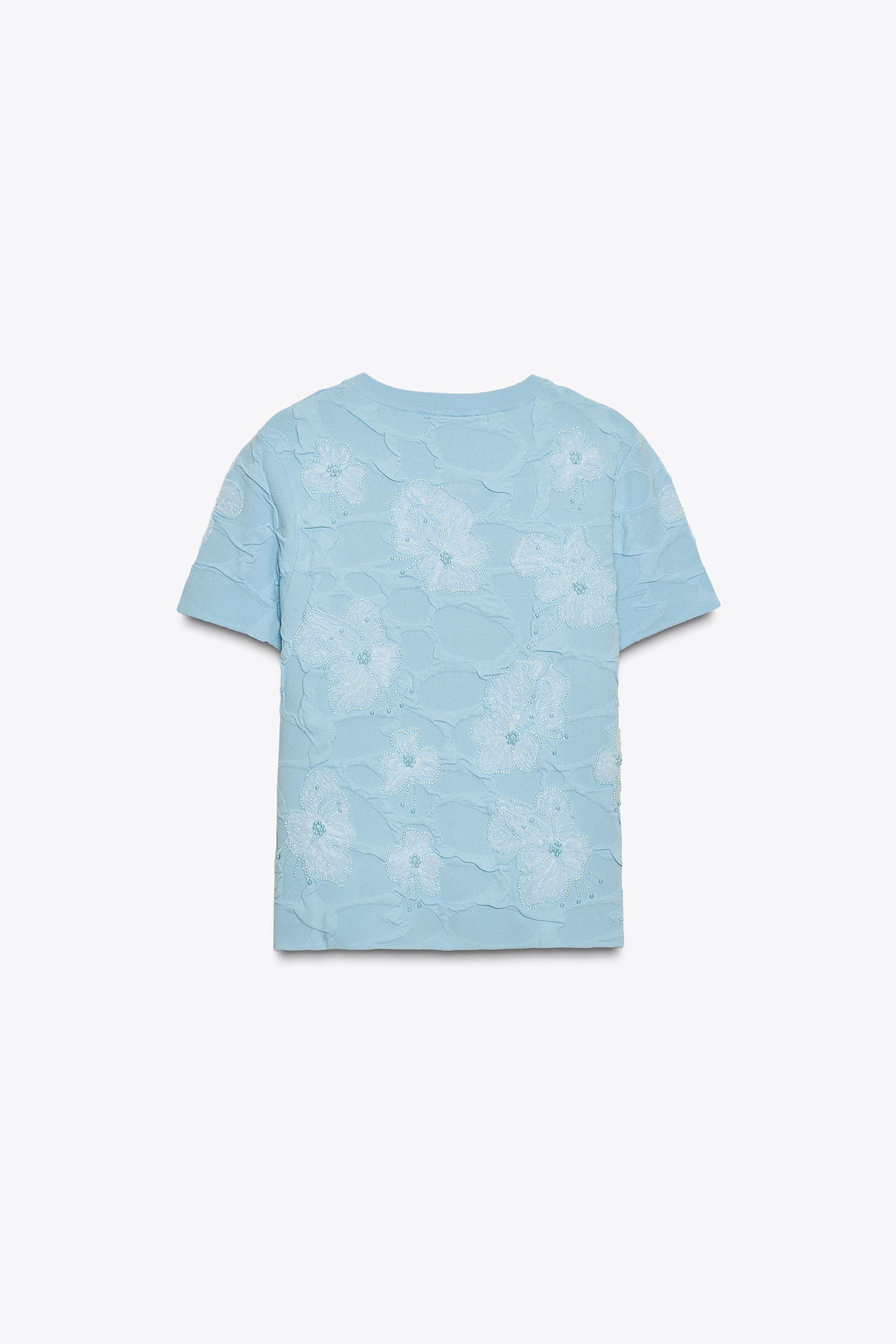 BEADED KNIT CARDIGAN - Light blue | ZARA United States