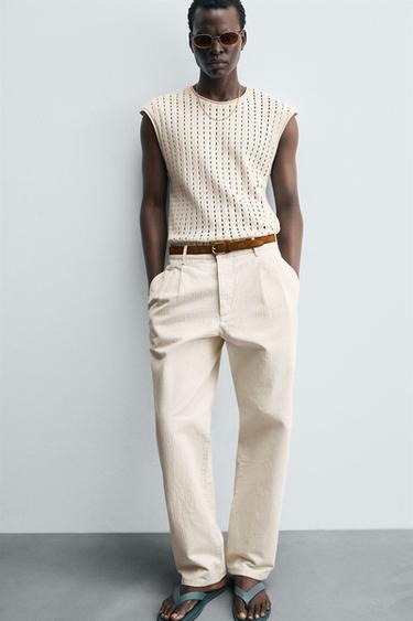 T-SHIRT AJOURÉ SANS MANCHES - Blanc cassé de Zara - Image 5