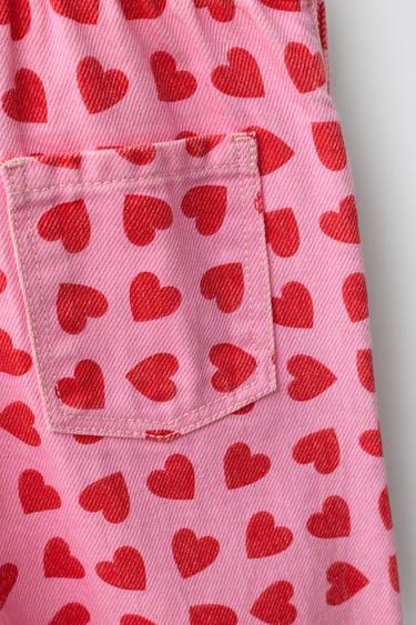 LONG TWILL DUNGAREES WITH HEARTS - Pink by Zara - Image 3