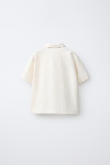 CHEMISE À PIÈCES AVEC COTON ET LIN - Écru de Zara - Image 1