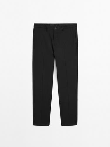 Pantalón traje liso 100% lana - Negro de Zara