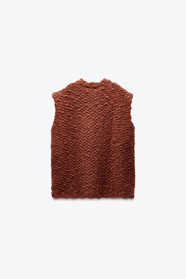 GILET OVERSIZE EN MAILLE STRUCTURÉE - Terracota de Zara - Image 5