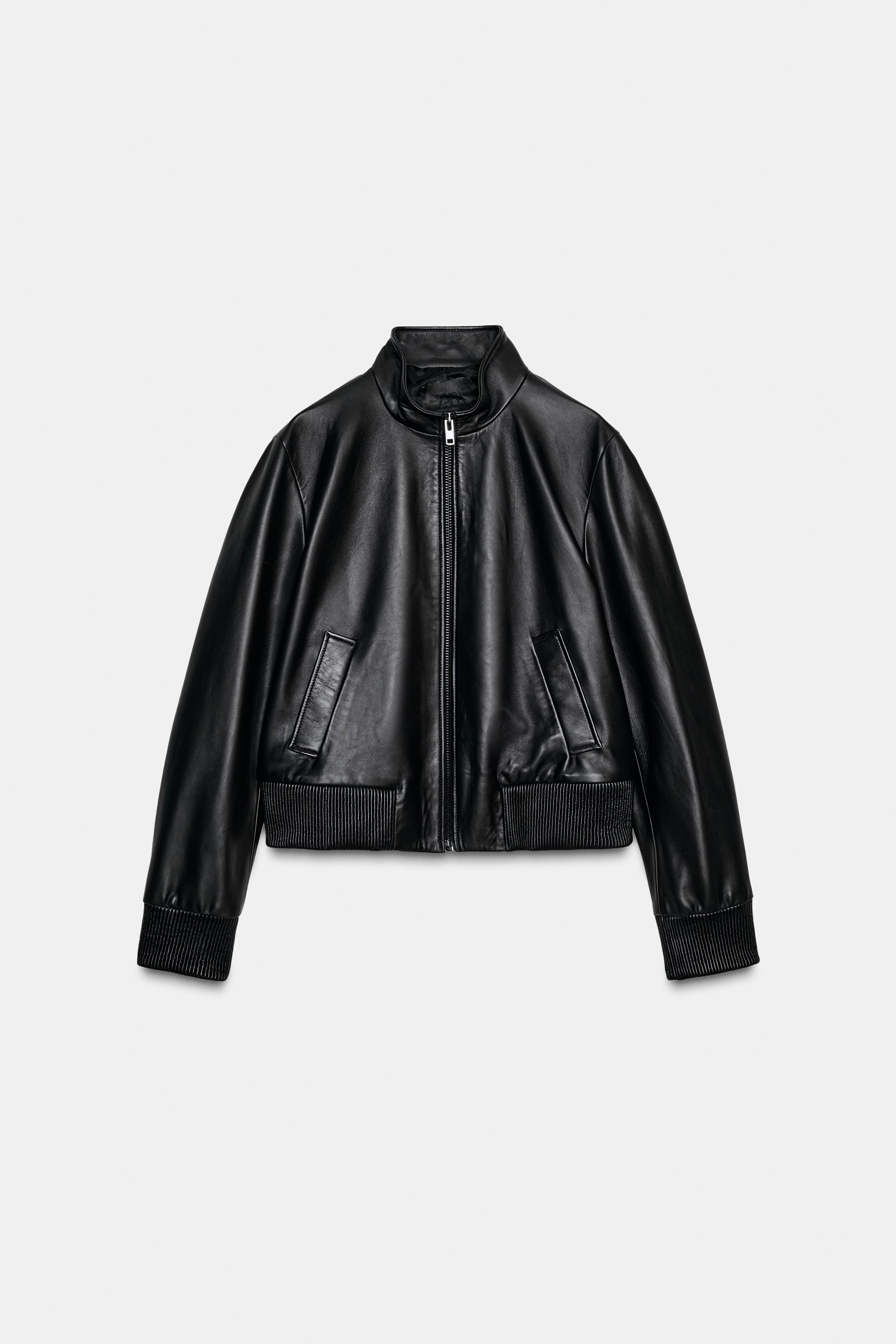 ZW COLLECTION LIMITED EDITION LEATHER BOMBER JACKET - Black
