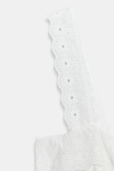 TOP COURT BRODÉ ET PERFORÉ - Blanc de Zara - Image 9