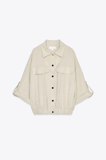CAMISA SAFARI MANGA CORTA - Beige claro de Zara