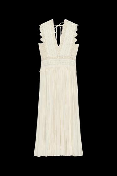 Zara ZW COLLECTION LACE STRAP DRESS - Ecru - Image 0