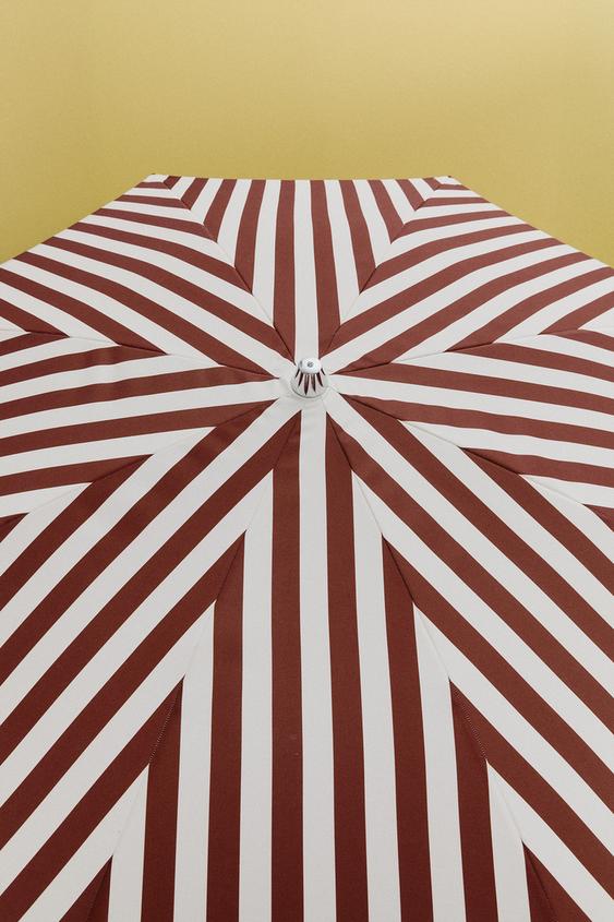 PARASOL EN FRÊNE À PASSEPOIL CONTRASTÉ (Ø 200 CM) - Écru / Rouge de Zara - Image 6