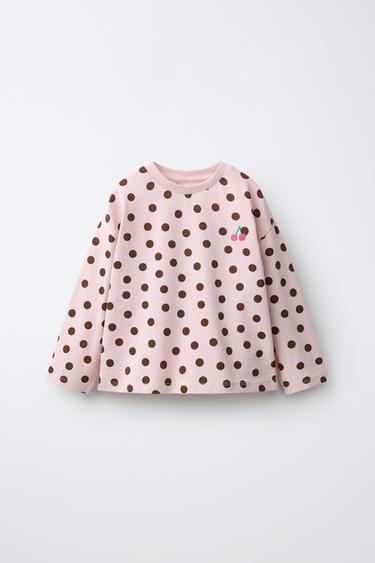 PLAYERA PUNTITOS BORDADO CEREZA - Rosa pastel de Zara - Imagen 0