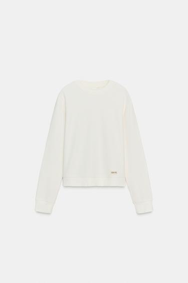 WAFFLE T-SHIRT WITH LABEL - Oyster-white by Zara