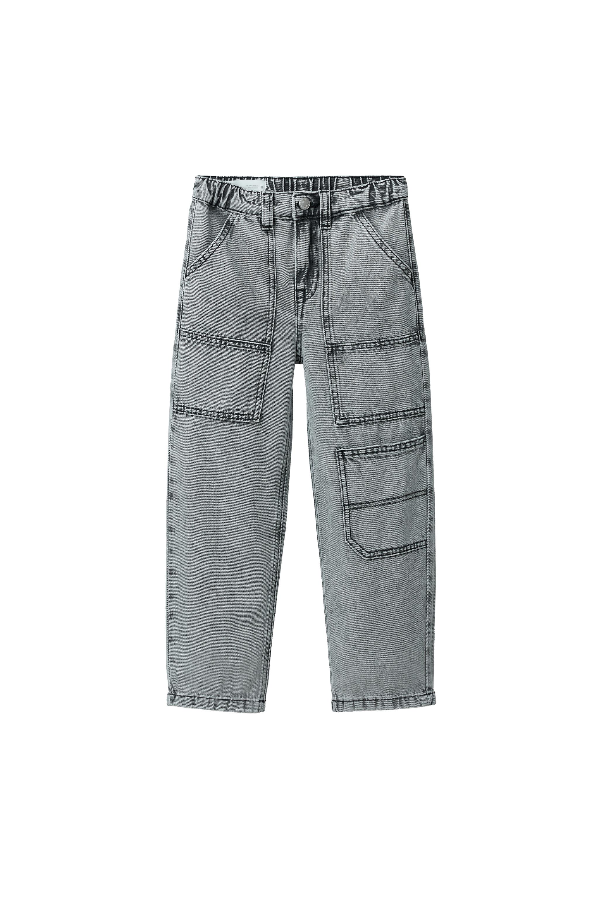 ポケット付きバギーデニムパンツ - ライトグレー | ZARA Japan / 日本