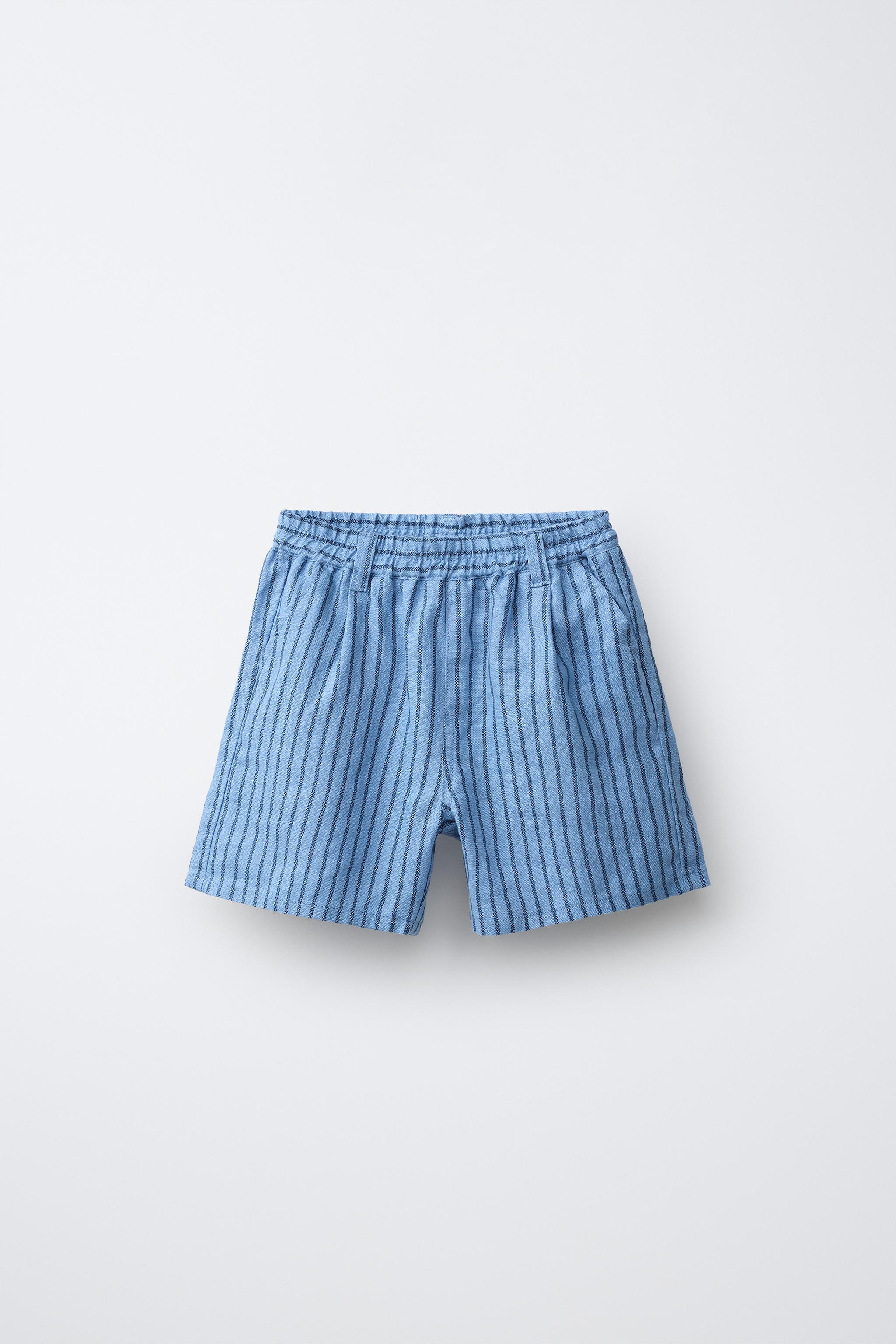 Детские шорты Zara 100% LINEN STRIPED SHORTS