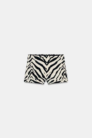SHORTS MINI TERCIOPELO ESTAMPADO ANIMAL - Cebra de Zara