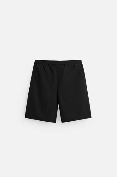 TEXTURED REGULAR FIT BERMUDA SHORTS - Black by Zara