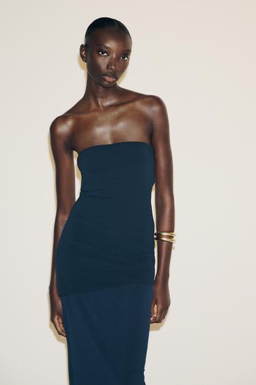 STRAPLESS DRESS - Dark navy by Zara - Image 2