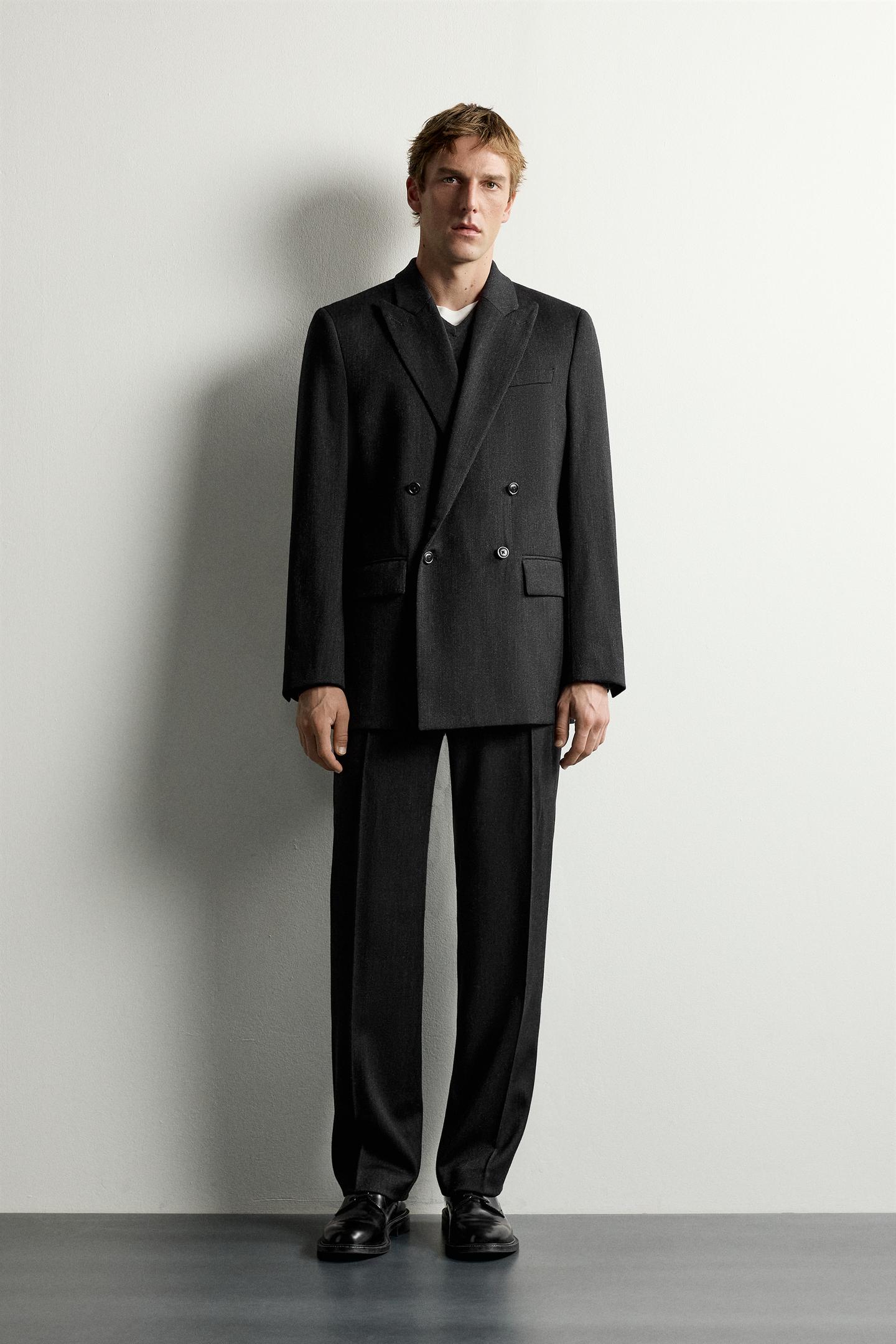 Мужские брюки Zara 100% Wool Manteco® Suit, цвет: Серый меланжевый — фото 1