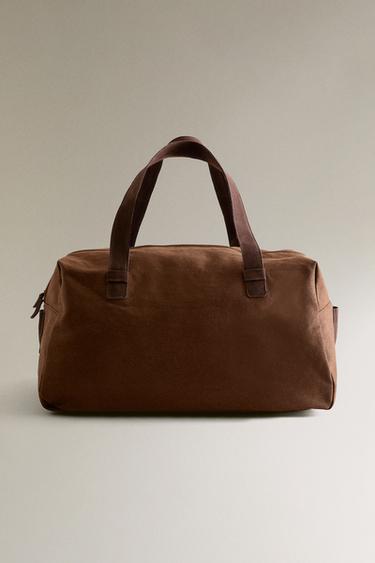 Zara CANVAS TRAVEL BAG - Brown - Image 0