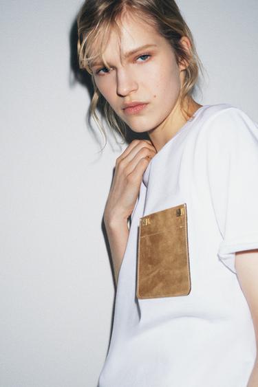 Zara CONTRAST POCKET T-SHIRT - White