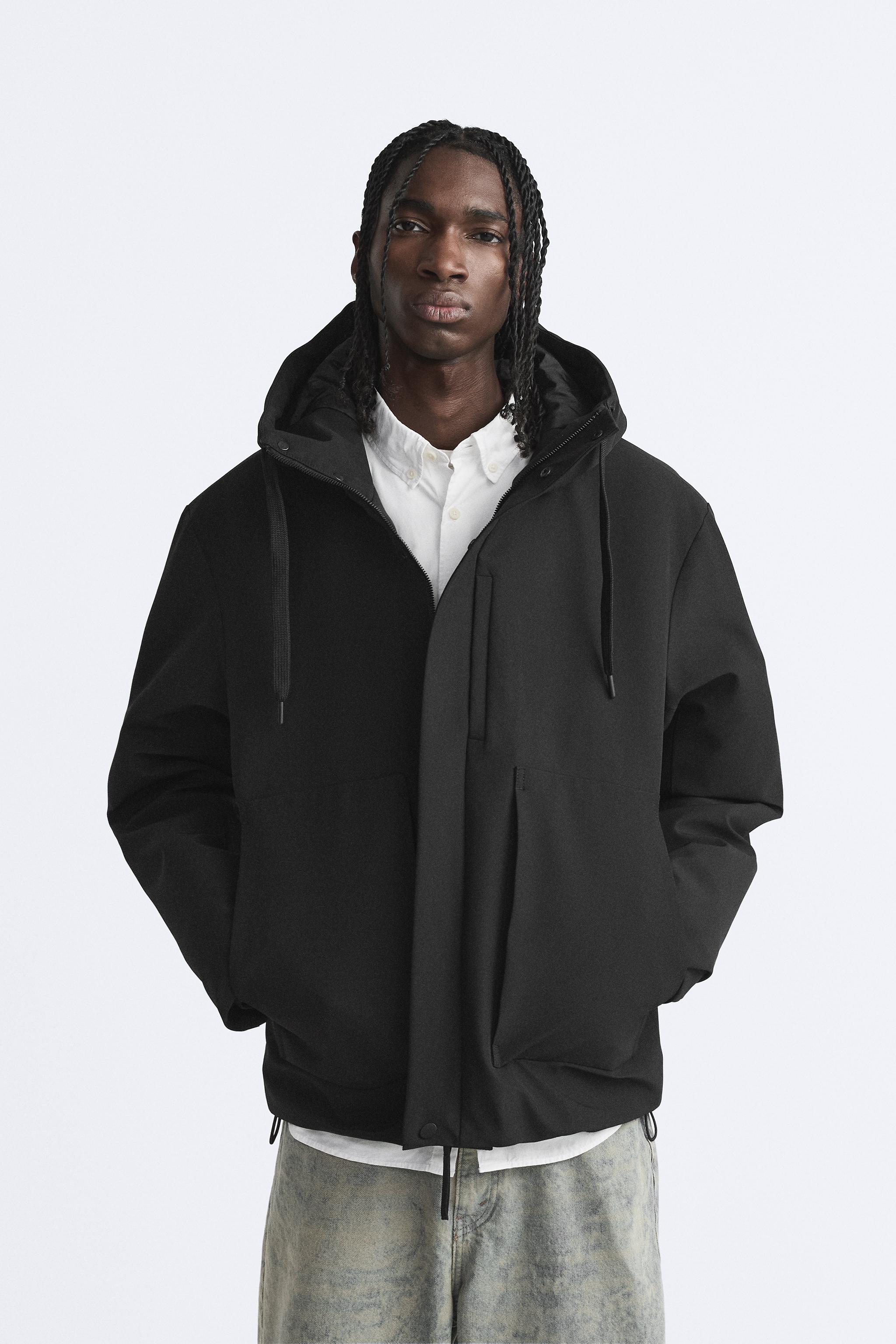 Zara black 2024 hooded jacket