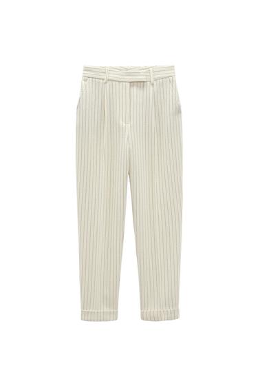 TURNED-UP HEM STRIPED PANTS