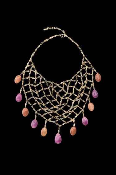 Zara BEADED BIB NECKLACE - Golden - Image 0