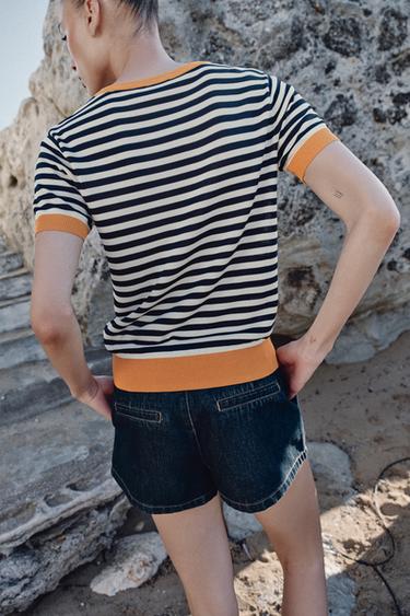 STRIPED KNIT TOP - white-orange by Zara - Image 4