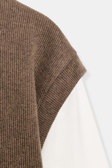 T-SHIRT COMBINÉ AVEC CHALECO - Écru / Beige de Zara - Image 6