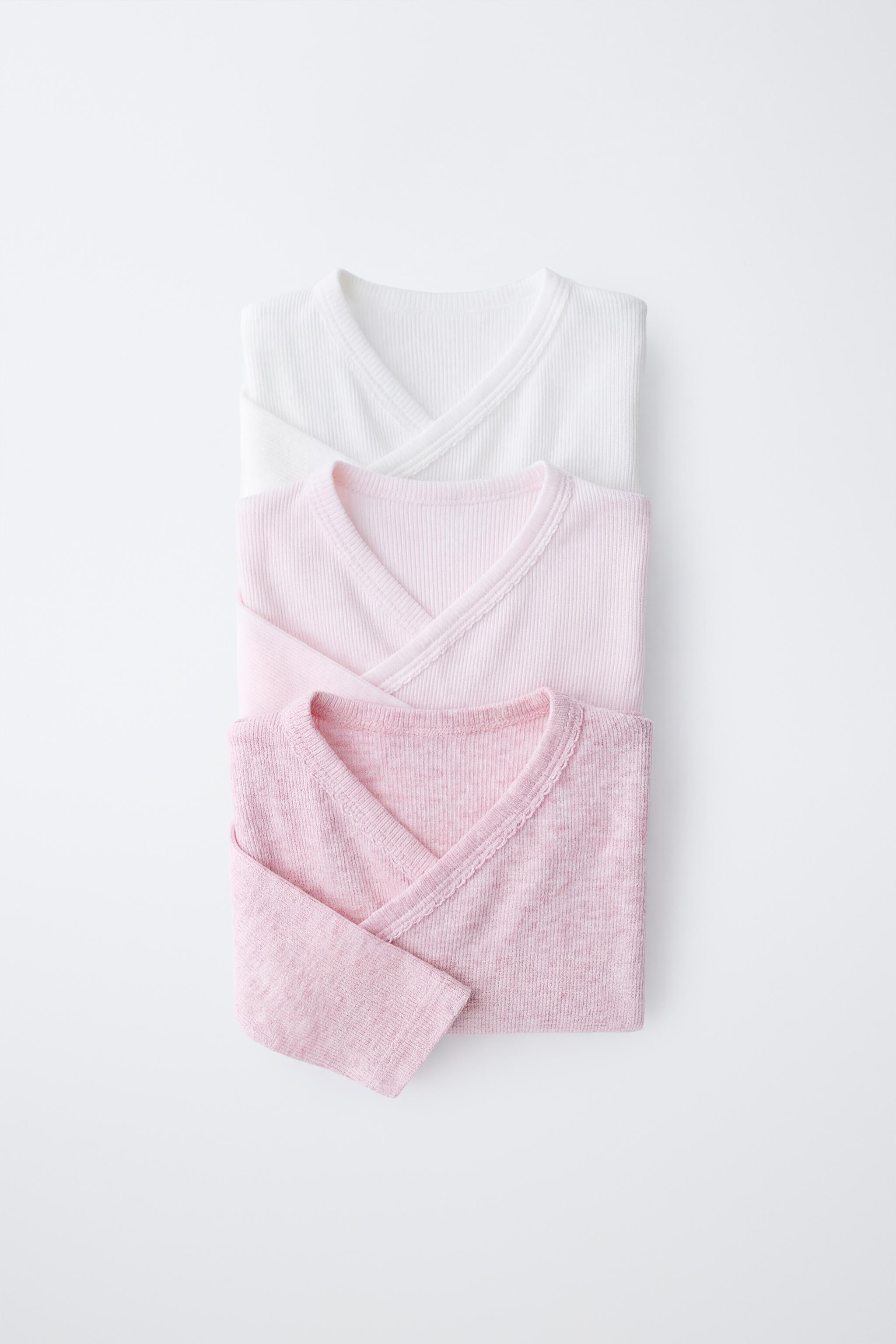 THREE-PACK OF RIBBED KIMONO NECK BODYSUITS