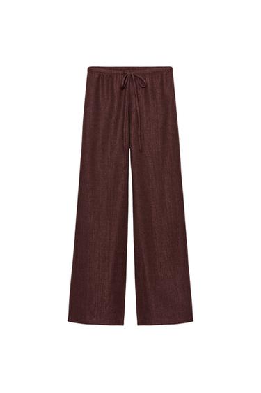 RUSTIC STRAIGHT TROUSERS - Burgundy by Zara