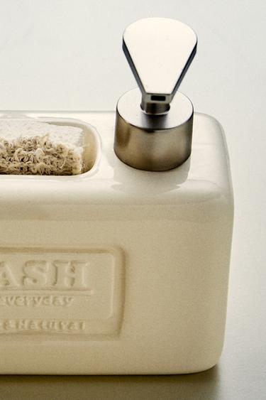 収納付き食器用洗剤ディスペンサークリームZaraの収納付き食器用洗剤ディスペンサー - クリーム 
