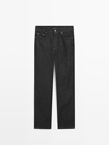 Zara High-waist straight-leg comfort jeans - Black