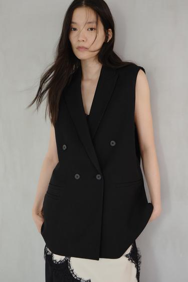 ZW COLLECTION OVERSIZE DOUBLE-BREASTED WAISTCOAT - Black by Zara