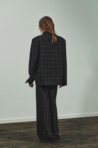 VESTE À CARREAUX AVEC ÉPAULETTES - Noir / Marron de Zara - Image 6