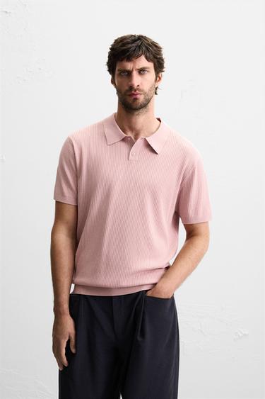 RIB KNIT POLO SHIRT - Pink by Zara
