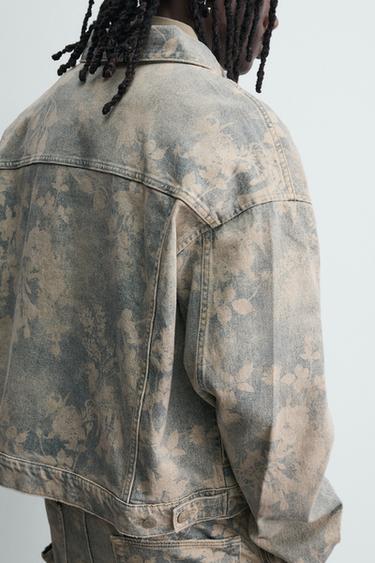 BLOUSON COURT EN DENIM À IMPRIMÉ FLORAL - Imprimée de Zara - Image 6