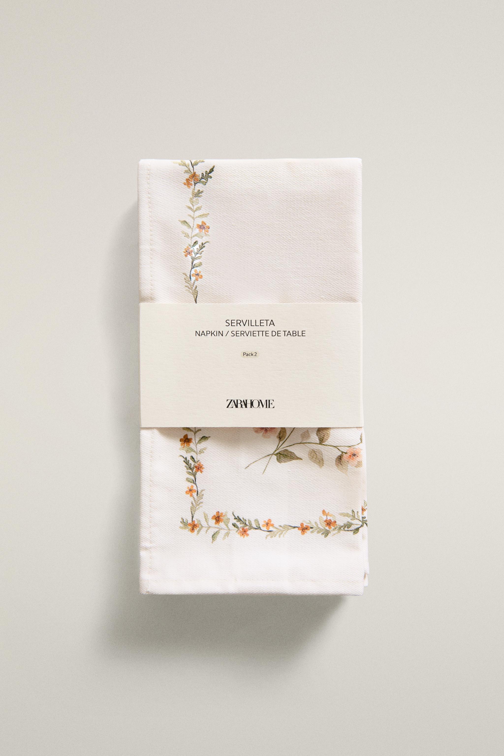 SERVIETTE DE TABLE IMPRIMÉ FLORAL (LOT DE 2)