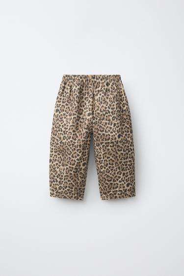 ANIMAL PRINT BALLOON TWILL PANTS — Light beige 2