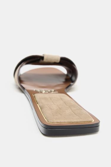 FLAT LEATHER CRISS-CROSS SANDALS - Sand Brown by Zara - Image 5