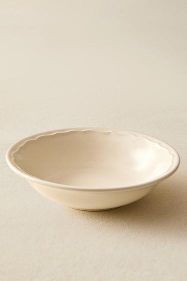 EARTHENWARE BOWL WITH RAISED-DESIGN EDGE - Ecru by Zara - Image 5