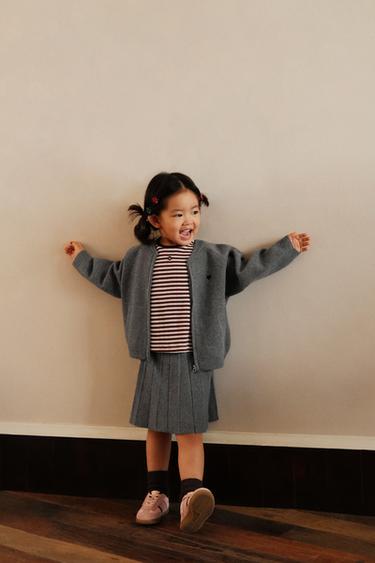 Zara BOX PLEAT KNIT SKIRT - Gray