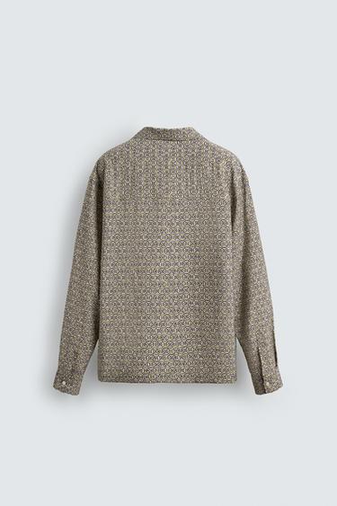 RELAXED FIT GEOMETRIC PRINT SHIRT - Light green by Zara - Image 7