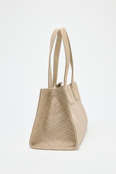 SHOPPER TRESSÉ EN DAIM - SABLE/MARRON de Zara - Image 4