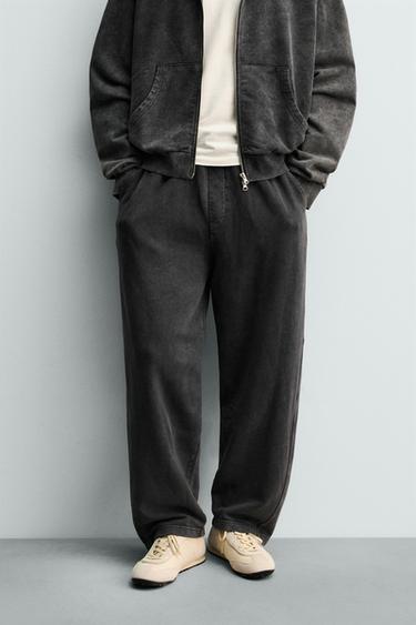 WASHED BALLOON FIT JOGGER TROUSERS - Dark anthracite by Zara