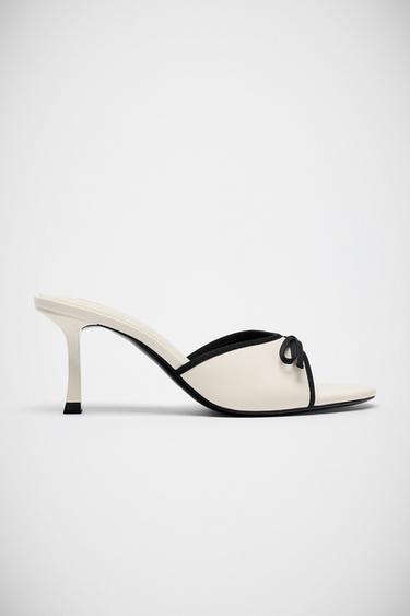 HEELED MULE SANDALS WITH BOW - white by Zara