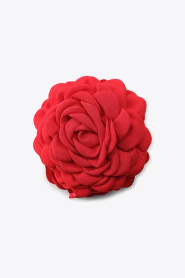 Zara FLOWER FABRIC HAIR CLIP - Red