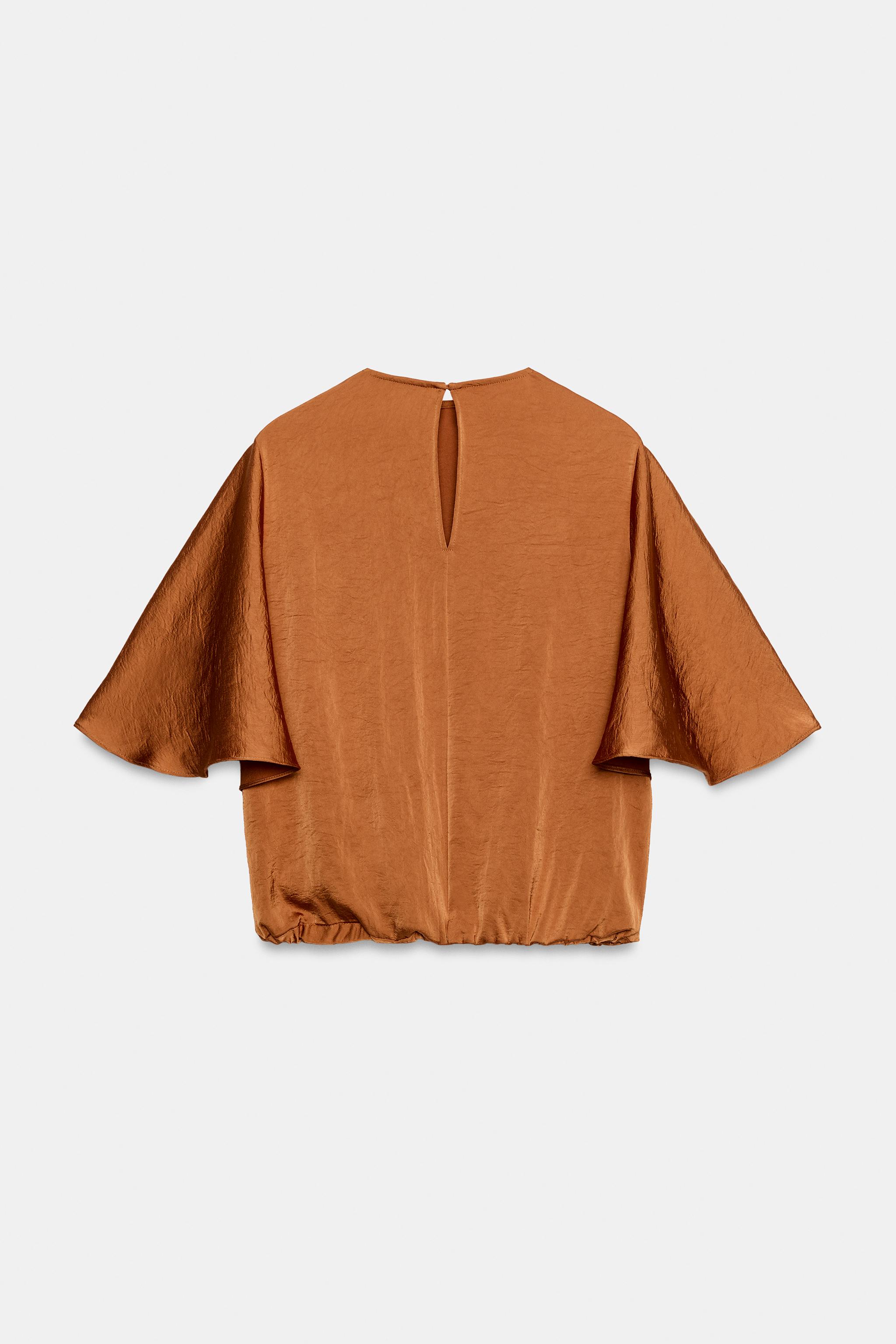 Женские блузки Zara FLUID RUFFLE SLEEVE BLOUSE — фото 7