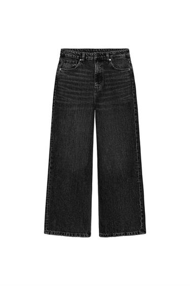 Zara ZW COLLECTION HIGH-RISE WIDE LEG JEANS - Black