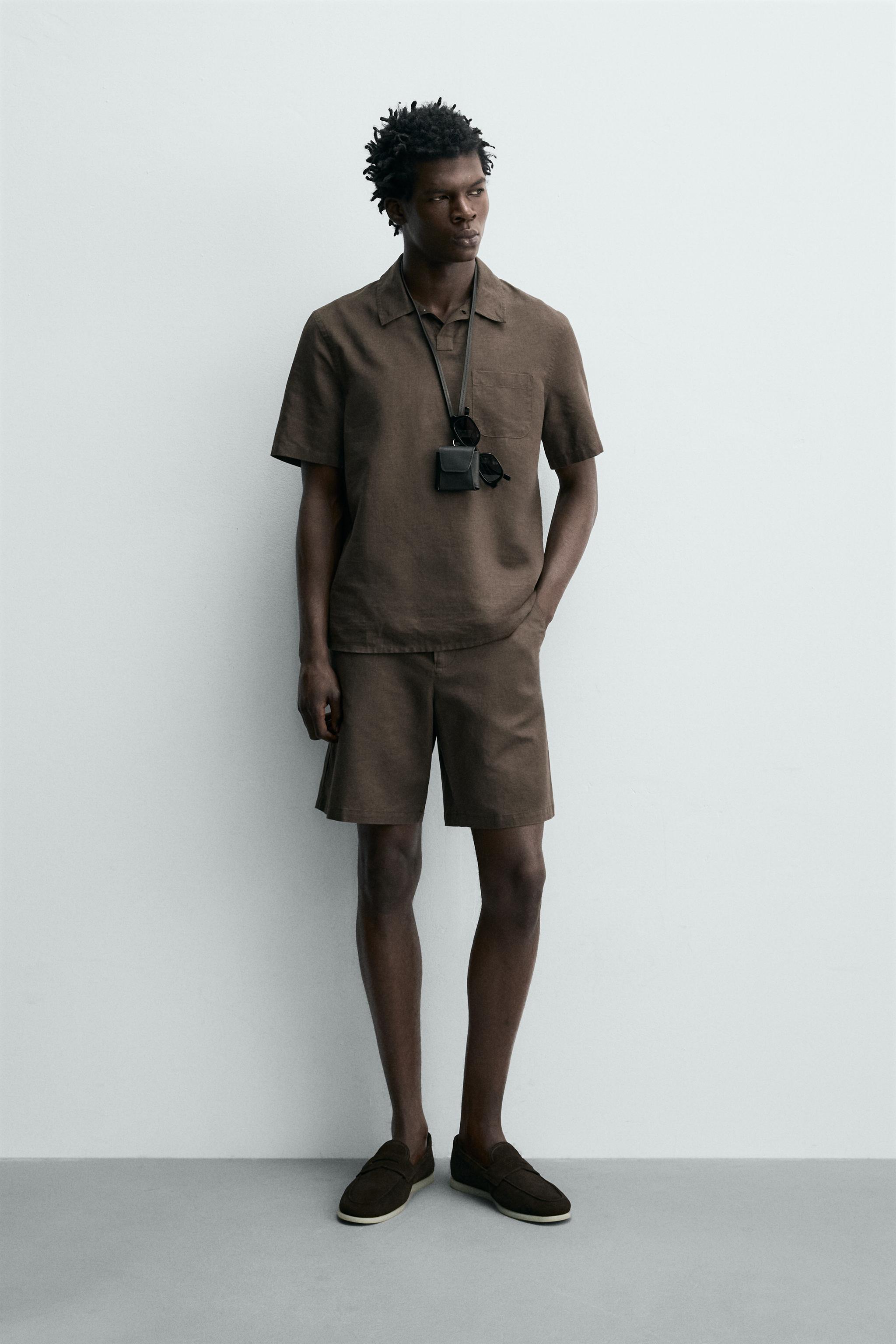 REGULAR FIT HEMP-COTTON SHORTS